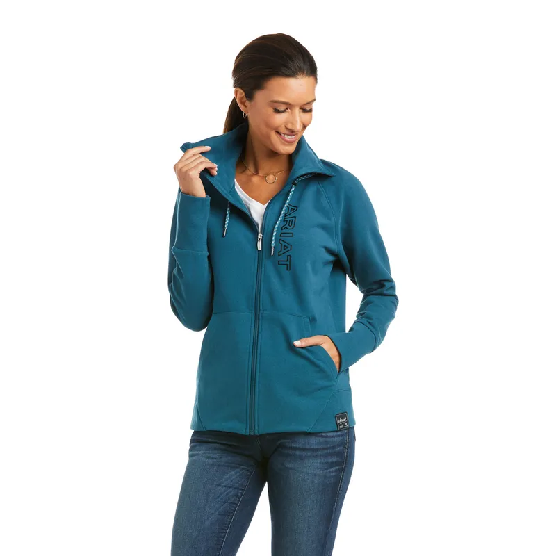 Ariat Team Logo Full Zip Sweatshirt Ladies in Teal